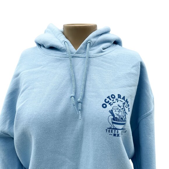 Octo Ramen Graphic Hoodie Relaxed Tokyo Japan Print by SCW Light Blue Unisex M - Picture 11 of 11